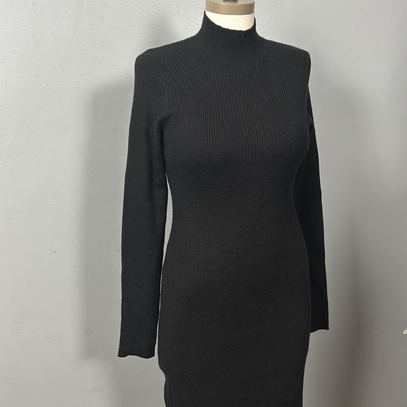 Mango Women’s Black Soft Stretchy Rib Body-con Dress size 10 - Picture 4 of 13